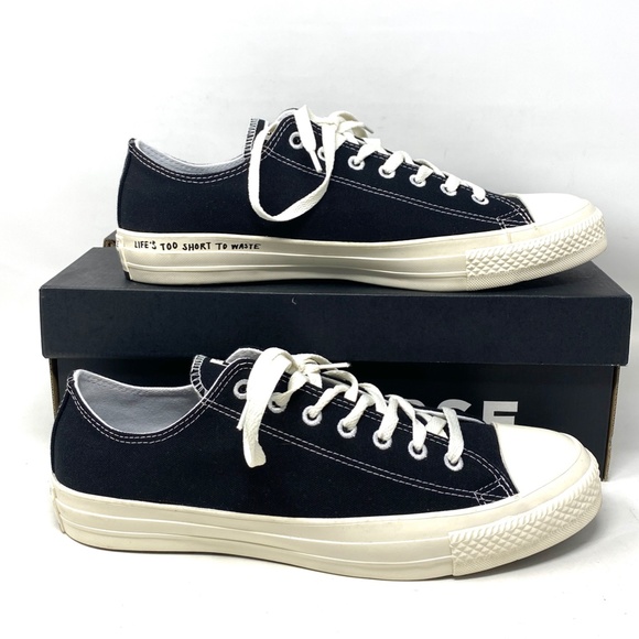 Converse Chuck Taylor Black Shoes Men’s Size Canvas Low Top SB Sneakers 167250C - Picture 3 of 11